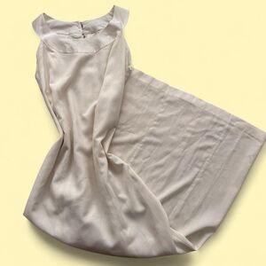 White satin dress with zip up back and pearl buttons